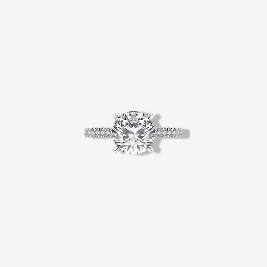 Round Cut Engagement Ring, 3 Carats, Sterling Silver