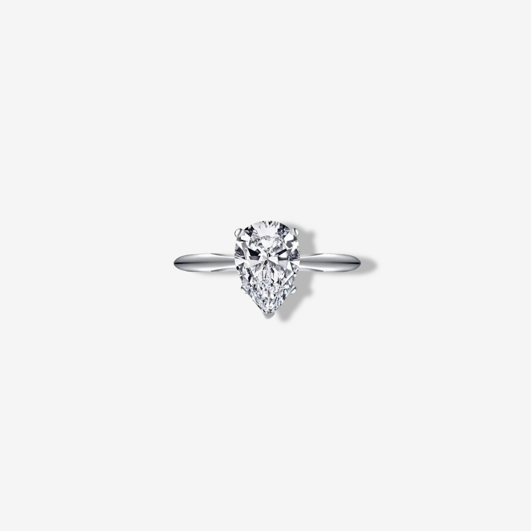 Pear Shape Engagement Ring, 2 Carats, Sterling Silver