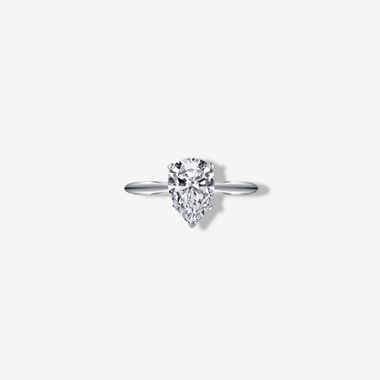 Pear Shape Engagement Ring, 2 Carats, Sterling Silver