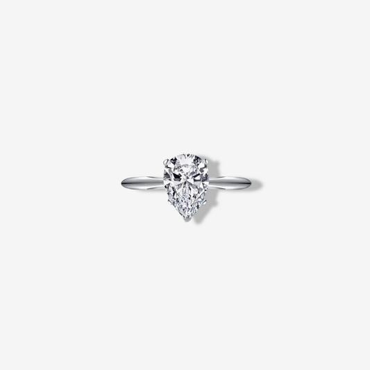 Pear Shape Engagement Ring, 2 Carats, Sterling Silver