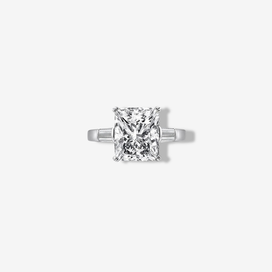 Princess Cut Engagement Ring, 5 Carats, Baguettes