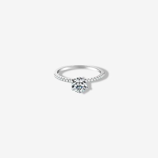 Round Cut Engagement Ring, 1 Carat, Sterling Silver