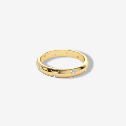 Scattered Inlay Wedding Band, Yellow Gold