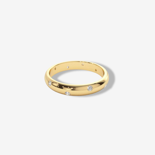 Scattered Inlay Wedding Band, Yellow Gold