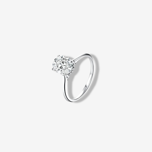 Oval Cut Engagement Ring, 2 Carats, Halo, Sterling Silver