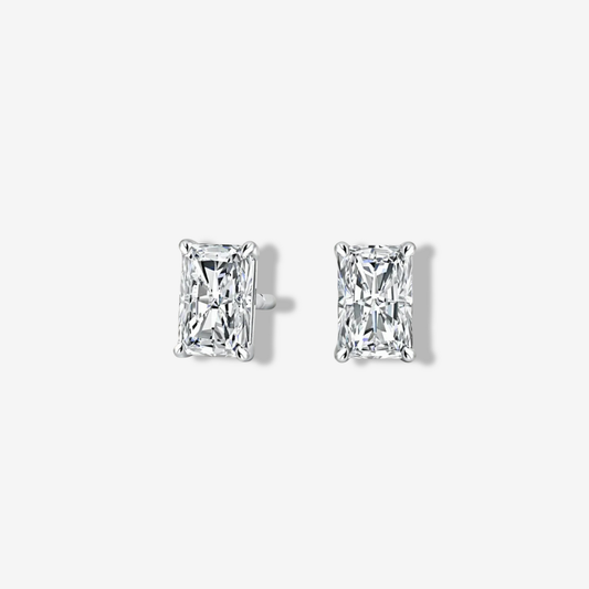 1 Carat, Radiant Cut, Sterling Silver, Bridal Wedding Day Studs