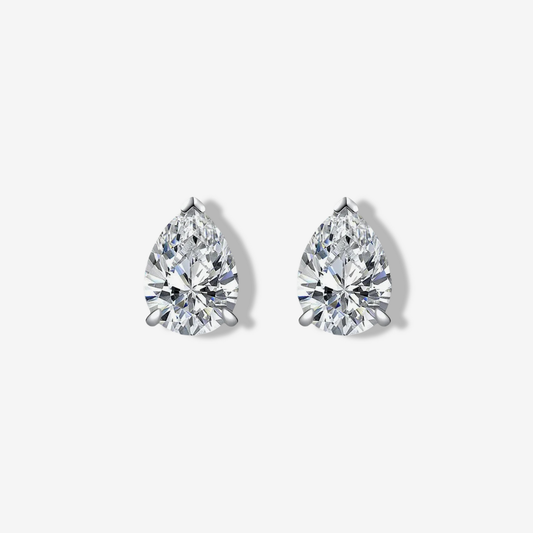 2 Carat Pear Shape Diamond Bridal Studs Sterling Silver