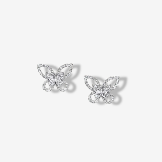 Butterfly Silhouette, Bridal Studs in Silver