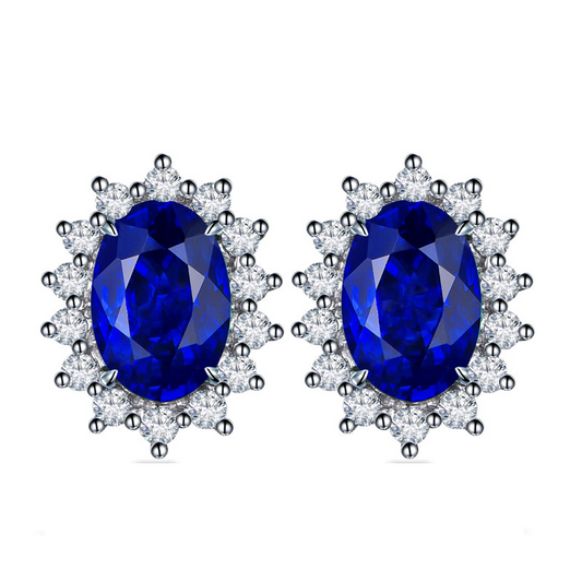 Princess Diana Sapphire Earrings, Sterling Silver