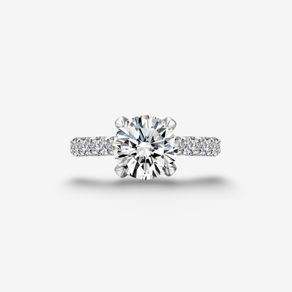 Round Cut Engagement Ring, 3 Carats, Sterling Silver