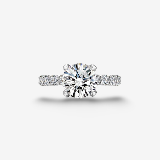 Round Cut Engagement Ring, 3 Carats, Sterling Silver