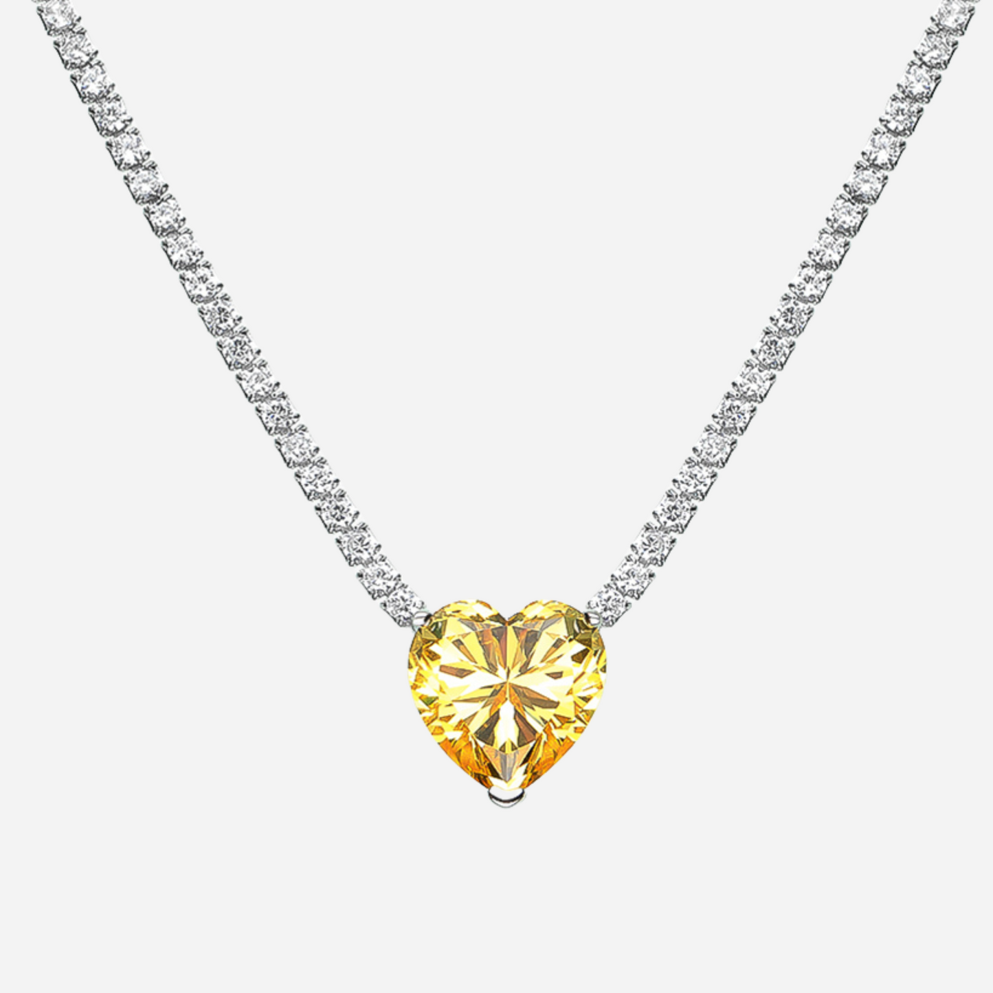 Fancy Yellow Heart Shape Pendant Necklace, 14 Carat Margalit Rings | Diamond Simulant Engagement Rings & Cocktail Rings