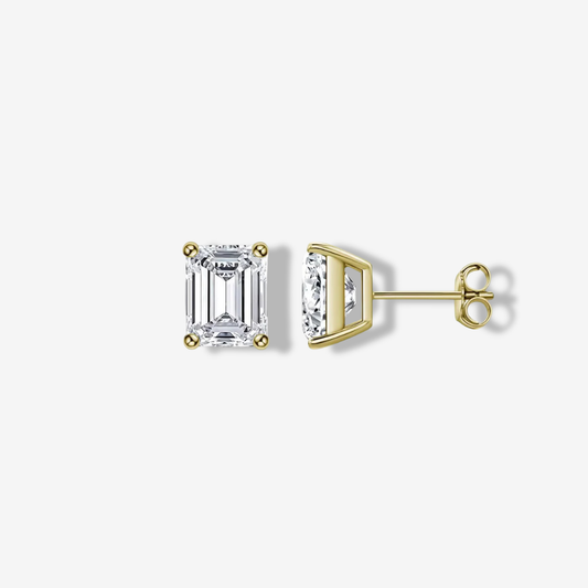 Emerald Cut, Gold, Wedding Day Studs