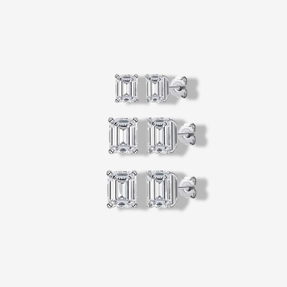 Emerald Cut, Gold, Wedding Day Studs