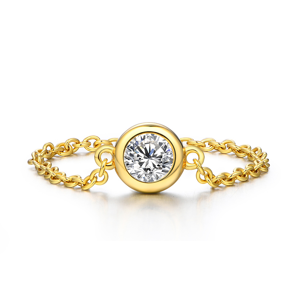 Bezel Set Solitaire Ring, Yellow Gold for women, unique statement rings for her