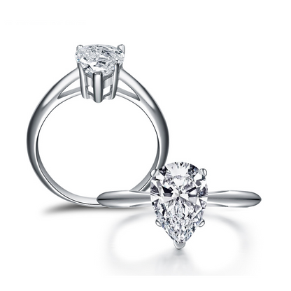 Our exceptional 2 Carat Pear Shape Engagement Ring on a Sterling Silver Band makes the perfect promise ring or proposal ring, travel ring, vacation ring by Margalit Rings, diamond simulant engagement rings view