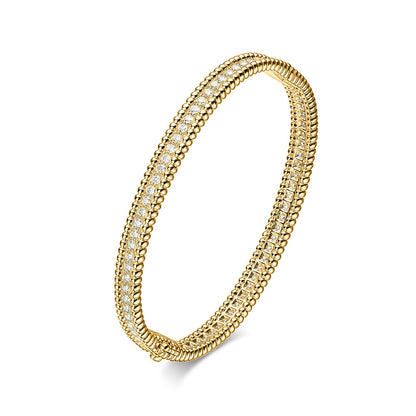 Diamond 1 Row Perlee Bangle van cleef yellow gold