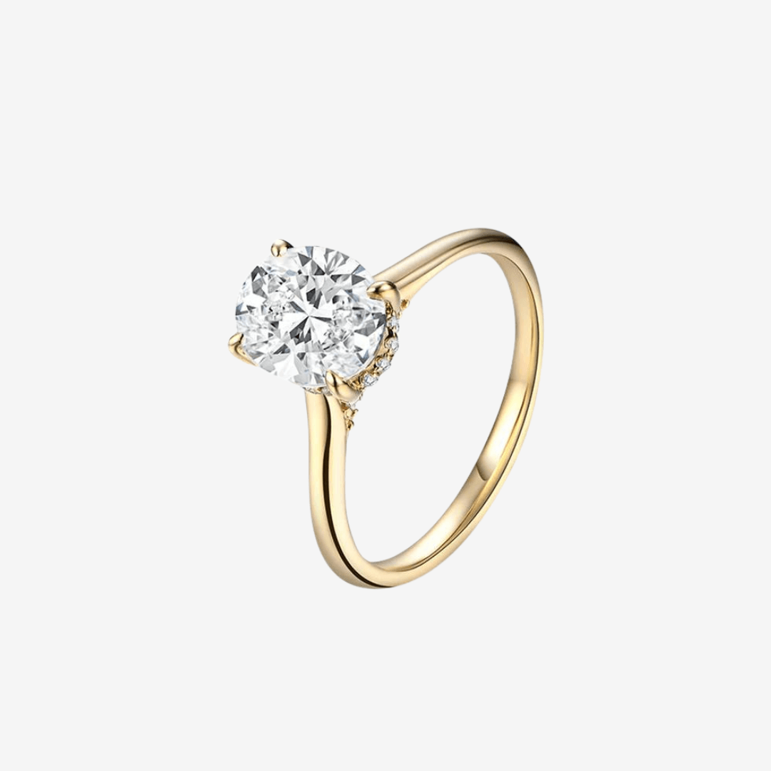 Oval Cut Engagement Ring, 2 Carats, 14k Yellow Gold - MargalitRings