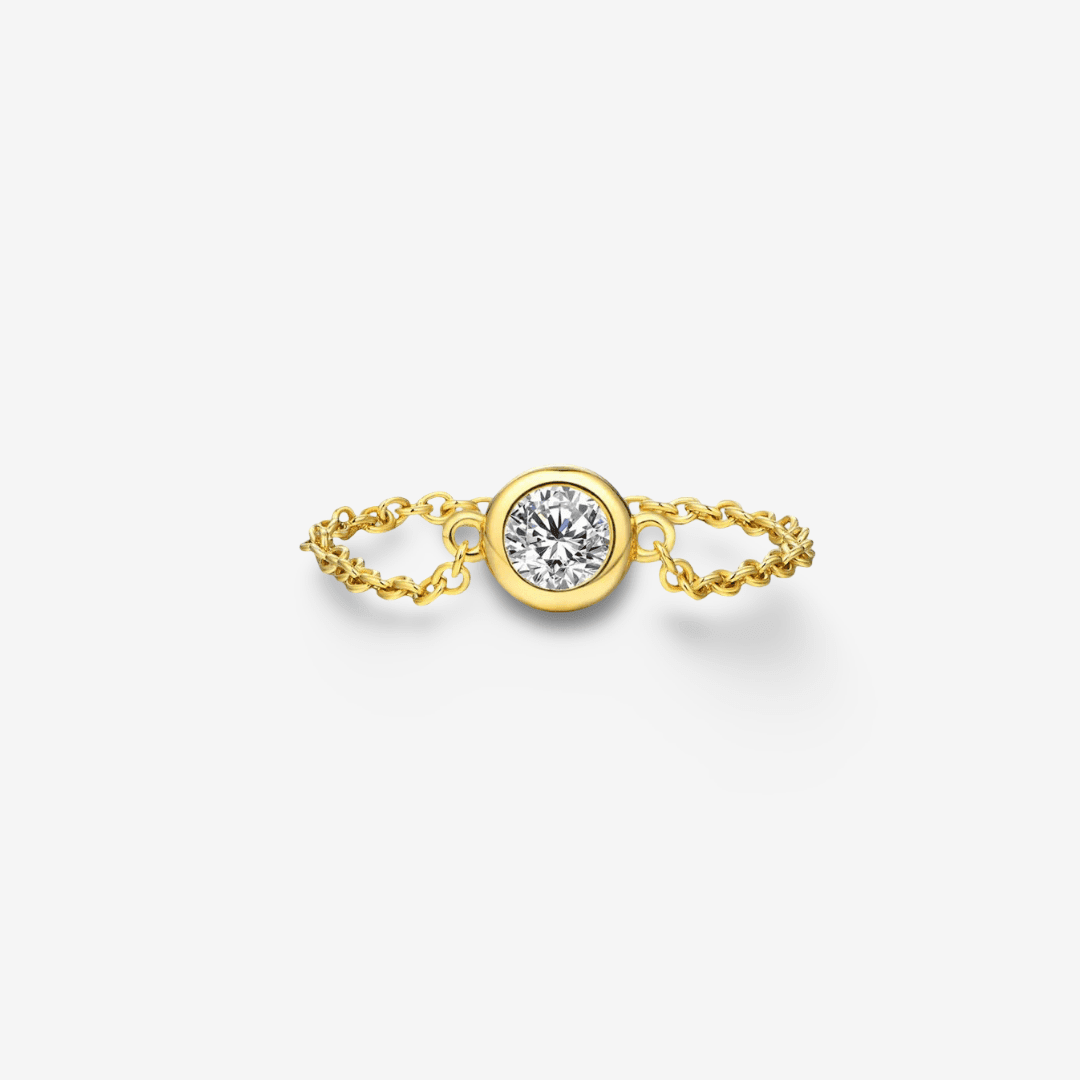 Bezel Set Solitaire Ring, Yellow Gold - MargalitRings