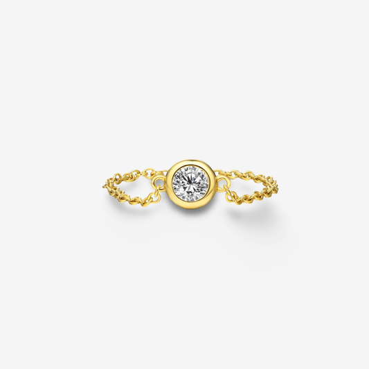 Bezel Set Solitaire Ring, Yellow Gold - MargalitRings