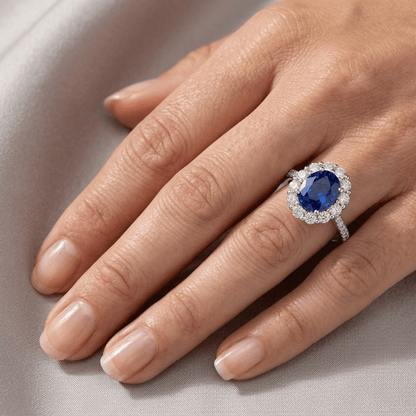 Blue Sapphire Engagement Ring, 2 Carats - MargalitRings