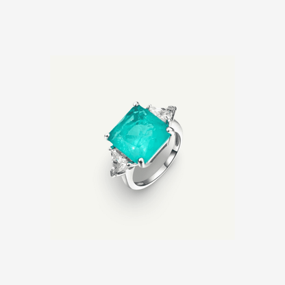 Brazilian Paraiba, 3 Carat, Tourmaline & Diamond, Gemstone Ring - MargalitRings