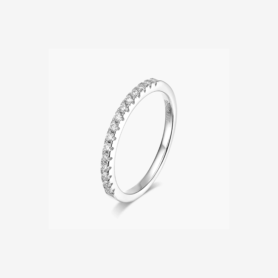 Classic Eternity Ring, Moissanite, Yellow Gold Half Band - MargalitRings