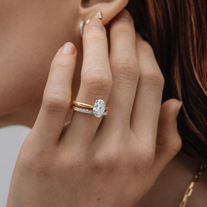 Classic Eternity Ring, Moissanite, Yellow Gold Half Band - MargalitRings