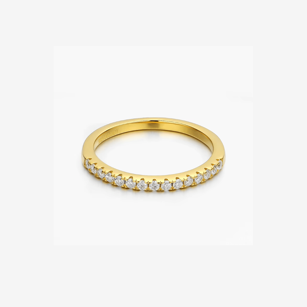 Classic Eternity Ring, Moissanite, Yellow Gold Half Band - MargalitRings