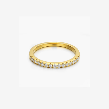 Classic Eternity Ring, Moissanite, Yellow Gold Half Band - MargalitRings