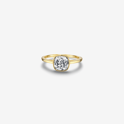 Cushion Cut, Bezel Set, Engagement Ring, 2 Carats, Gold - MargalitRings