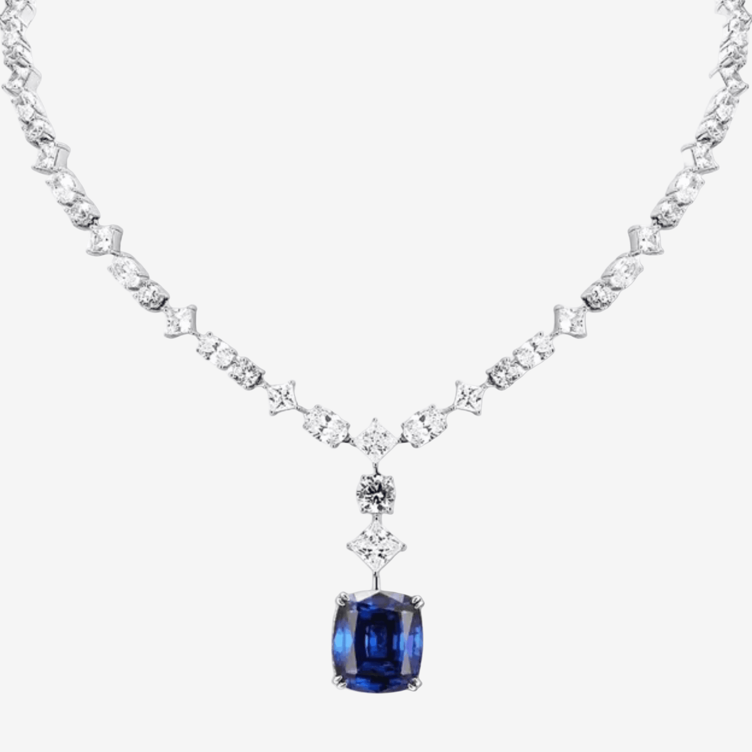 Cushion Cut Blue Sapphire Pendant - MargalitRings