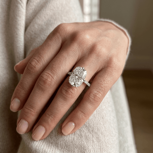 Cushion Cut Engagement Ring, 6 Carats, Halo, Silver - MargalitRings