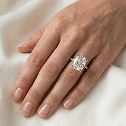Cushion Cut Engagement Ring, 6 Carats, Hidden Halo, Yellow Gold - MargalitRings