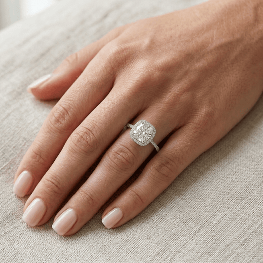Cushion Cut Halo Engagement Ring, 4 Carats - MargalitRings