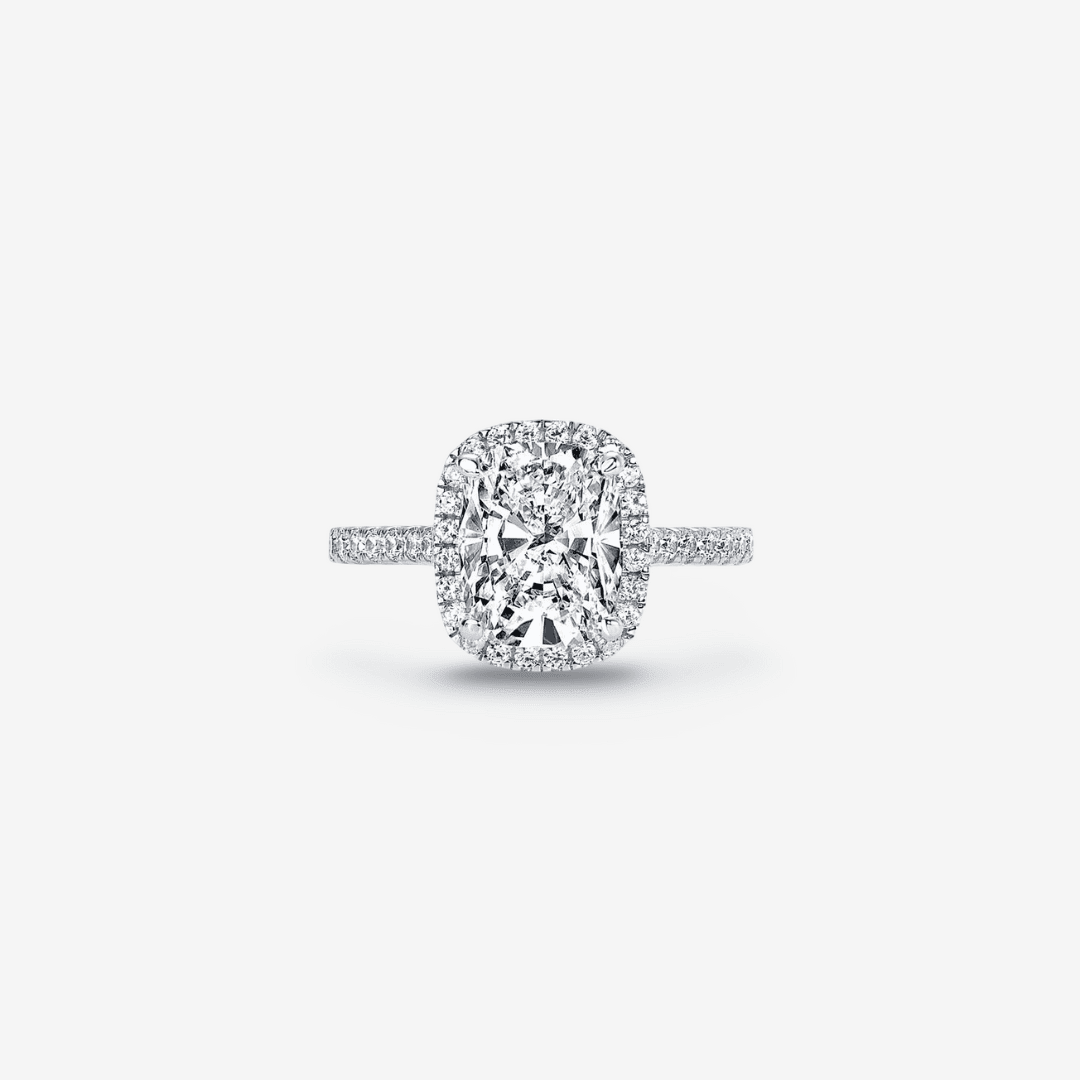 Cushion Cut Halo Engagement Ring, 4 Carats - MargalitRings