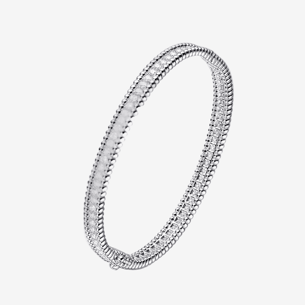 Diamond 1 Row Bangle, Sterling Silver - MargalitRings