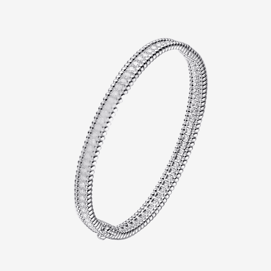 Diamond 1 Row Bangle, Sterling Silver - MargalitRings