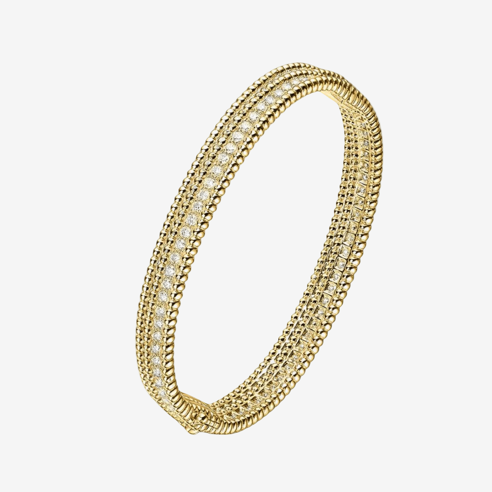 Diamond 1 Row Bangle, Yellow Gold - MargalitRings