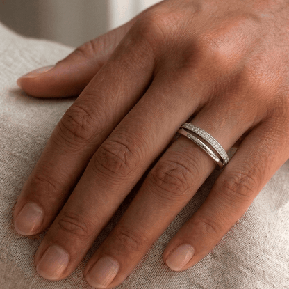 Double Band Eternity Ring, Silver - MargalitRings