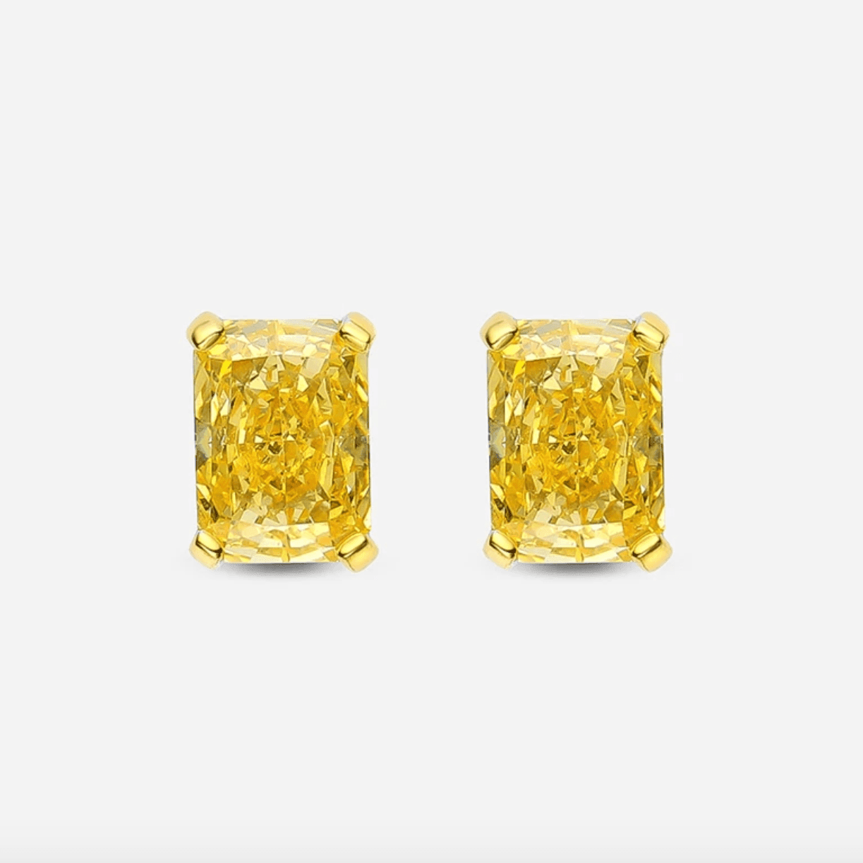 Fancy Yellow Diamond, Studs, 1 Carat, Radiant Cut - MargalitRings