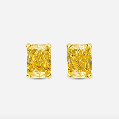 Fancy Yellow Diamond, Studs, 1 Carat, Radiant Cut - MargalitRings