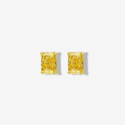 Fancy Yellow Diamond, Studs, 1 Carat, Radiant Cut - MargalitRings