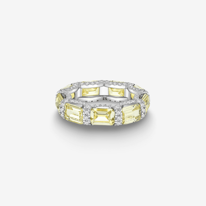 Fancy Yellow, Emerald Cut, Eternity band - MargalitRings