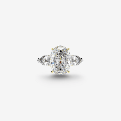 Frida Engagement Ring, Oval Cut Sterling Silver, 4 Carats - MargalitRings