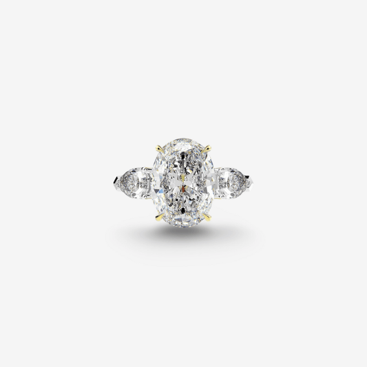 Frida Engagement Ring, Oval Cut Sterling Silver, 4 Carats - MargalitRings