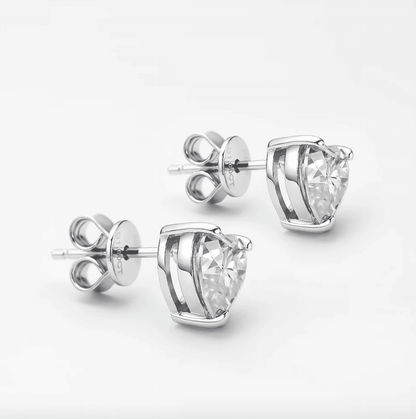 Heart Shape Sterling Silver, Bridal Studs, 1 Carat - MargalitRings