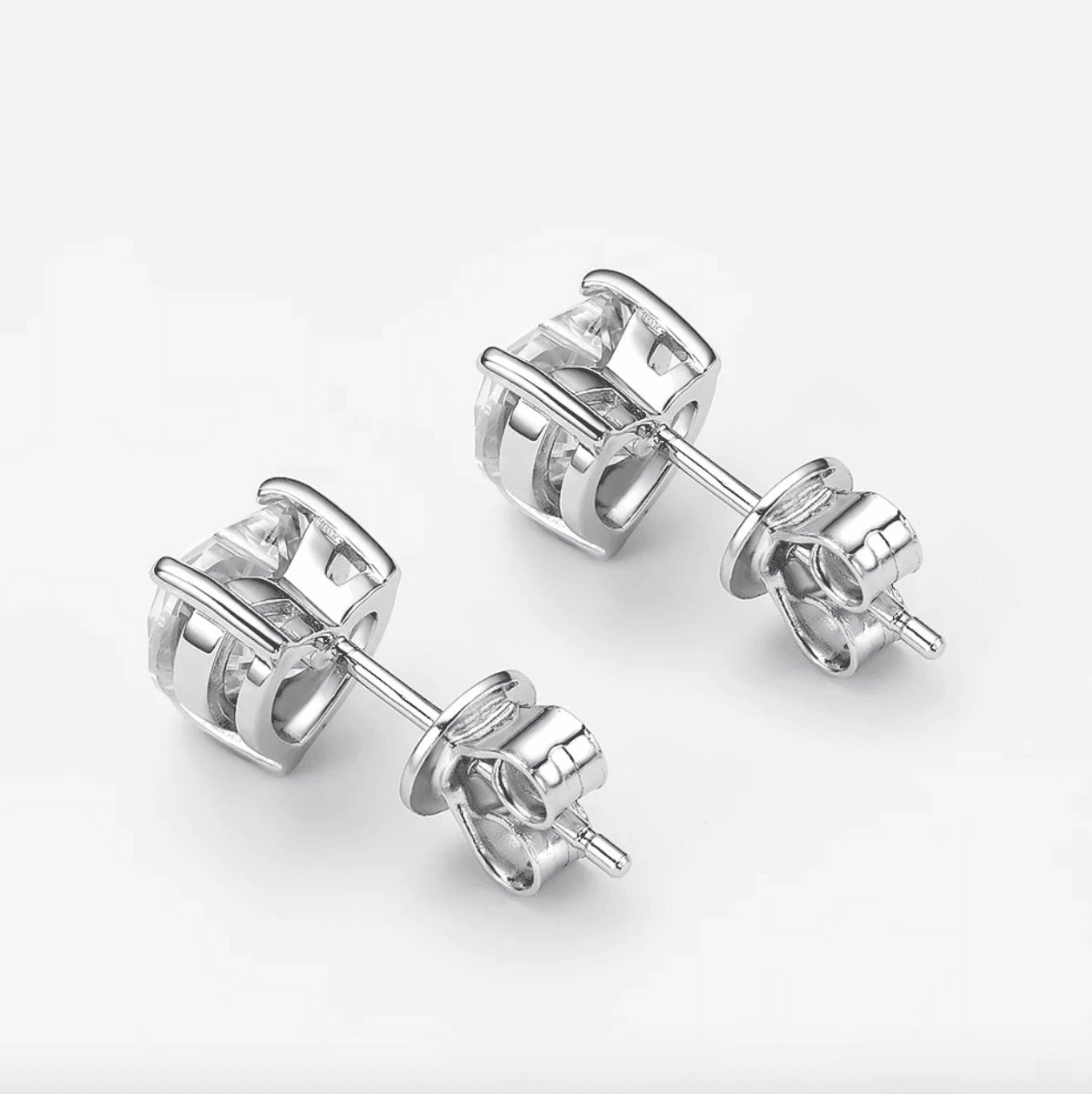 Heart Shape Sterling Silver, Bridal Studs, 1 Carat - MargalitRings