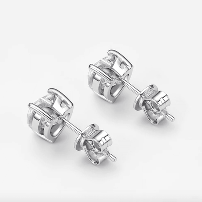 Heart Shape Sterling Silver, Bridal Studs, 1 Carat - MargalitRings