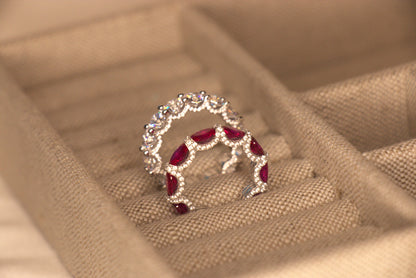 Full Diamond eternity ring wedding band, in a classic style, made with round brilliant stones set with micro pave detailing throughout! No metal just diamonds! On a 925 Silver Wedding Band. This Round brilliant cut full diamond eternity ring for women is a Pave-set, princess cut eternity ring that truly dazzles!